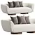 Modern Chic Wooden Pedestal Sofa 3D model small image 1