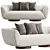 Modern Chic Wooden Pedestal Sofa 3D model small image 2