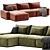 Modern Zion Leather Sectional Sofa 3D model small image 1