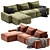 Modern Zion Leather Sectional Sofa 3D model small image 3