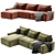 Modern Zion Leather Sectional Sofa 3D model small image 4