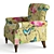 Classic Yellow Upholstered Armchair 3D model small image 10