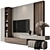 Modern Wood Concrete TV Wall 3D model small image 1