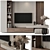 Modern Wood Concrete TV Wall 3D model small image 3