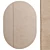 Beige Linen Oval Wool Rug 3D model small image 2