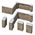 Stone Fence Kit - Travertine 3D model small image 3