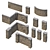 Modular Stone Fence Kit 3D model small image 1