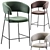 Velvet Taupe Business Bar Stools 3D model small image 2