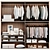 Modern Wardrobe Composition with Clothing 3D model small image 1