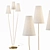 Amaya Triple Floor Lamp Brass and Rattan 3D model small image 2