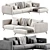 Modern 3-Seater Corner Sofa by Weilai Concept 3D model small image 1