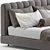 Modern Fabric and Metal Bed 3D model small image 2