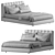 Modern Fabric and Metal Bed 3D model small image 5