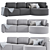 Elegant Shera Velvet Grey Sofa 3D model small image 1