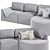 Elegant Shera Velvet Grey Sofa 3D model small image 3