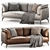 Sleek Modern Leather Sofa 3D model small image 1