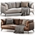 Sleek Modern Leather Sofa 3D model small image 2