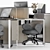 Modern Employee Office Furniture Set 3D model small image 4