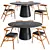 Mid-Century Leather Dining Set 3D model small image 1