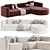 Plush Velvet Acanva Sectional Sofa 3D model small image 1