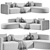 Plush Velvet Acanva Sectional Sofa 3D model small image 6