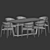 Modern Dining Set with Chairs 3D model small image 5