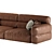 Miaomiao Modular Leather Arm Sofa 3D model small image 3