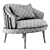 Elegant Fane Upholstered Armchair 3D model small image 3