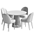 Teak Table & Tufted Chair 3D model small image 2