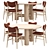 Oak Wood Cerused Dining Set 3D model small image 1