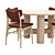 Oak Wood Cerused Dining Set 3D model small image 2