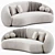 Modern Velvet Three-Seater Sofa 3D model small image 1