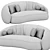Modern Velvet Three-Seater Sofa 3D model small image 4
