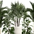 Tropical Plant Collection in Modern White Pots 3D model small image 3