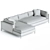 Sleek Bennett Moon Sectional Sofa 3D model small image 3