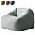 Velvet Lounge Chair for Kids 3D model small image 1