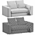 Modern Powell Sofa Set 175 3D model small image 5