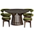 Mid-Century Cassina Dining Set 3D model small image 2