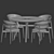 Modern Dining Set with Chairs 3D model small image 3