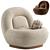 Modern Linen Lounge Chair Walnut 3D model small image 1