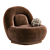 Modern Linen Lounge Chair Walnut 3D model small image 4