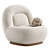 Modern Linen Lounge Chair Walnut 3D model small image 11