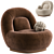 Modern Linen Lounge Chair Walnut 3D model small image 21