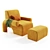 Elegant Lounge Set with Ottoman 3D model small image 2