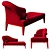 Elegant Red Velvet Chaise Longue 3D model small image 2