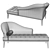 Elegant Red Velvet Chaise Longue 3D model small image 6