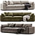 Luxury Linen Sectional 4-Seater Sofa 3D model small image 1