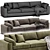 Luxury Linen Sectional 4-Seater Sofa 3D model small image 5