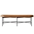 Rustic Leather Backless Bench 3D model small image 3