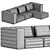 Modular Fabric Sofa with Chaise 3D model small image 4